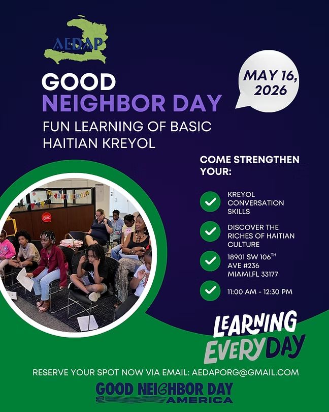 AEDAP Good Neighbor Day language workshop flyer